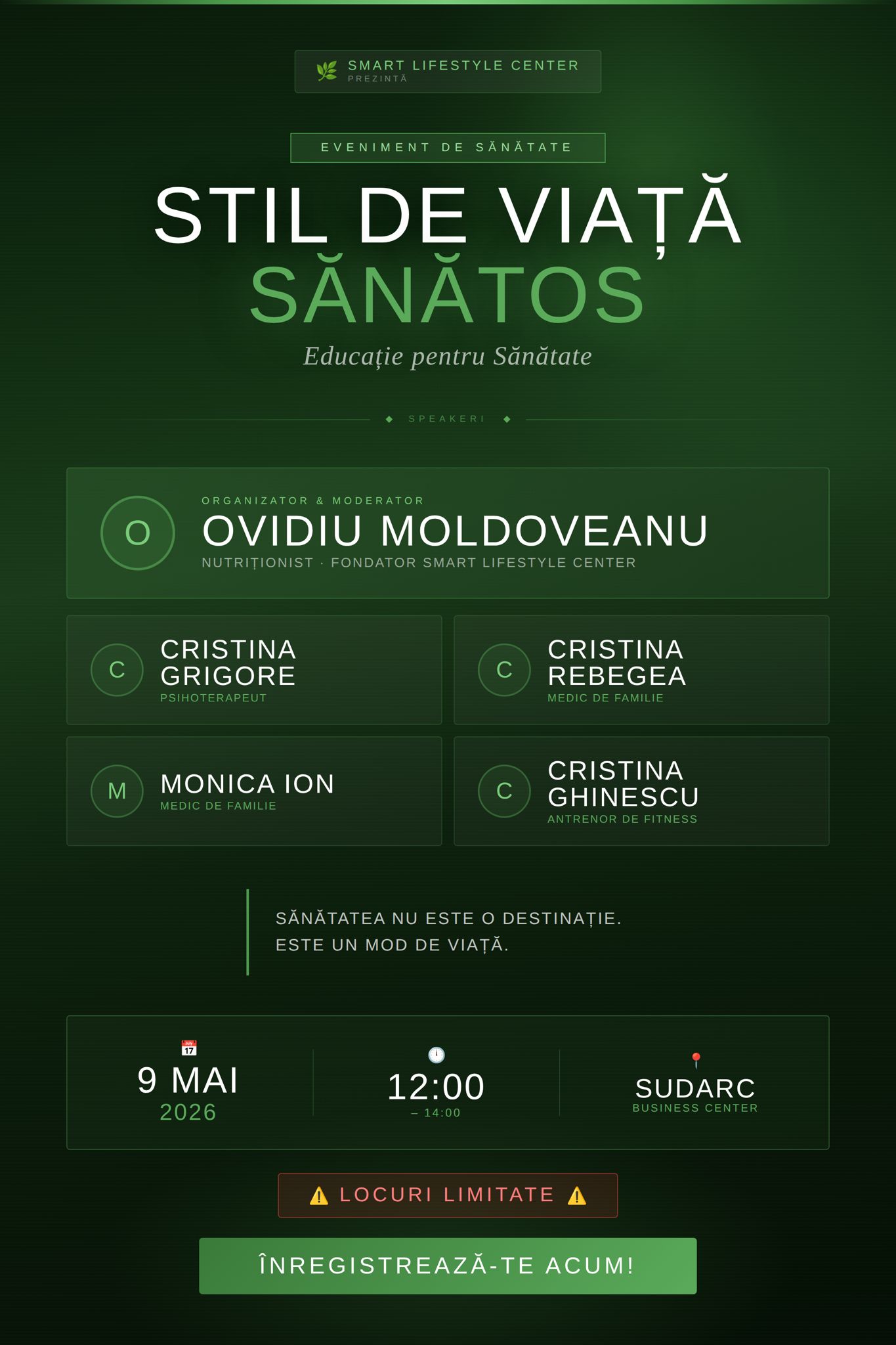 Stil de Viață Sănătos — Smart Lifestyle Center, 9 Mai 2026
